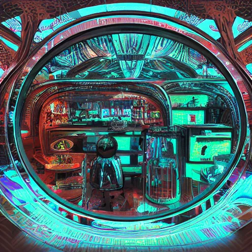 Image similar to alien shop, futuristic, holographic, 8k, intricate detail