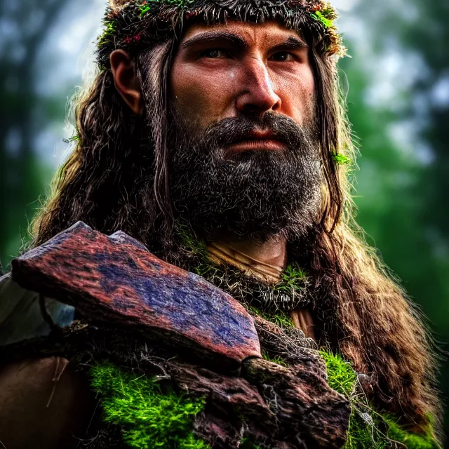 Image similar to photo of a druid warrior, highly detailed, 4 k, hdr, smooth, sharp focus, high resolution, award - winning photo