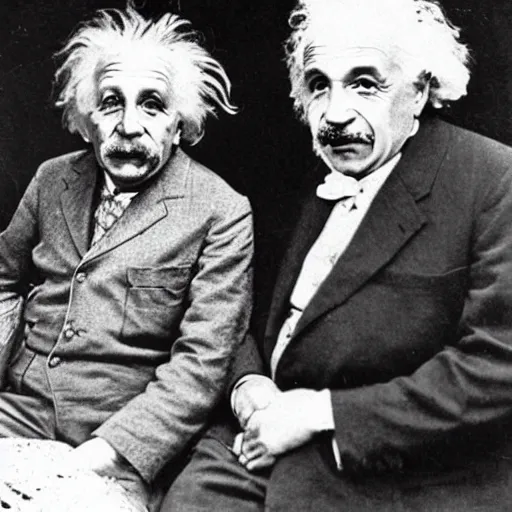 Image similar to vintage photo of einstein beside shrek