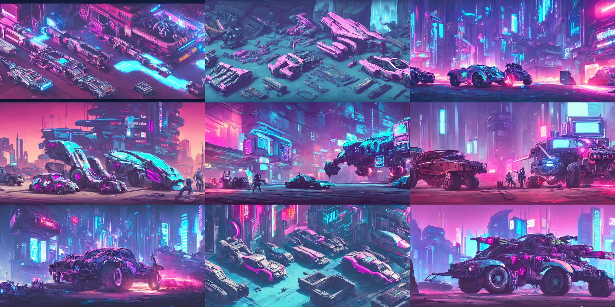 Prompt: game asset of cyberpunk metal frame and chasis of vehicles, in gouache detailed paintings, props, stylized, 2 d sprites, kitbash, arcane, overwatch, blue and pink color scheme, 8 k, close up