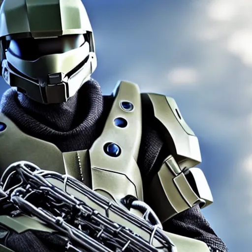 Image similar to kenny g as master chief, epic, saxophone, cinematic, realism, ultra detailed, 8 k