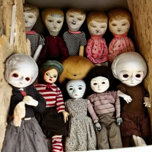 Image similar to attic full of creepy dolls