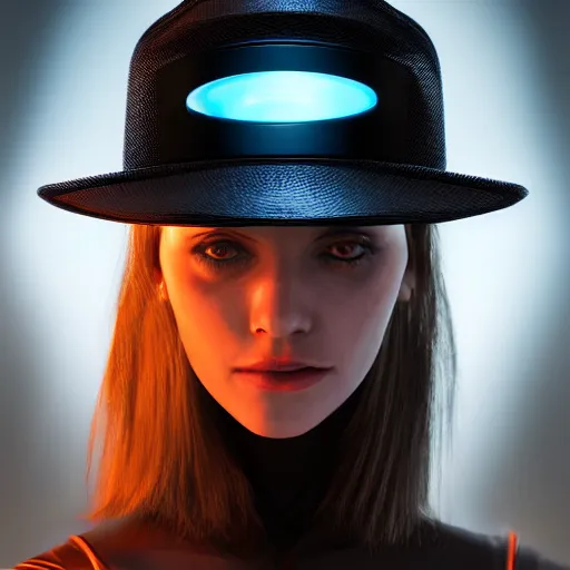 Image similar to a hat from the future, cyberpunk, highly detailed, epic lighting, hyper photorealism, 8 k