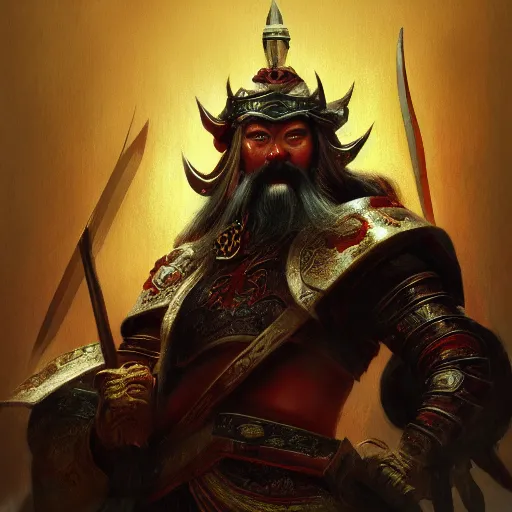 Image similar to guan yu, high detail, dramatic light, digital art, painted by seb mckinnon, painted by greg rutkowski, trending on artstation