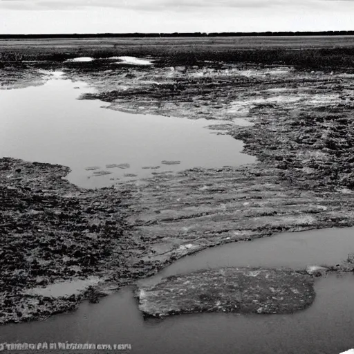 Prompt: Meme about the ice cleared out of the land leaving behind a quagmire of mud, swamps and sloughs. It remained an inhospitable environment for some time.