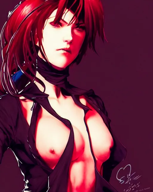 Image similar to style of yoji shinkawa, marc simonetti : : gorgeous mary elizabeth winstead : : evil sorceress, swirling black magic, black dress : : symmetrical face, symmetrical eyes : : full body pose : : gorgeous red hair : : cinematic lighting : :