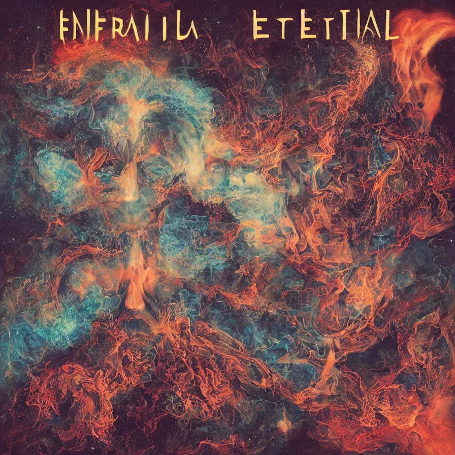 Prompt: Cover art for an album title 'The Eternal Now'.