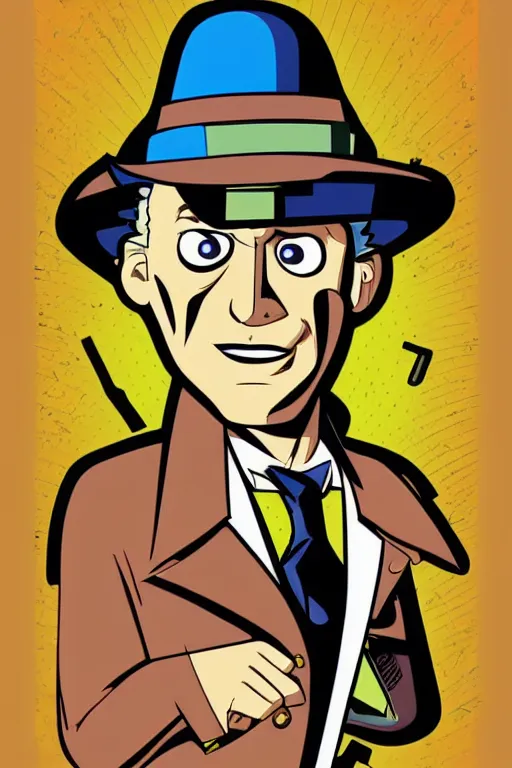 Image similar to inspector gadget, 7 6 retro futurist illustration art by butcher billy, sticker, colorful, illustration, highly detailed, simple, smooth and clean vector curves, no jagged lines, vector art, smooth andy warhol style