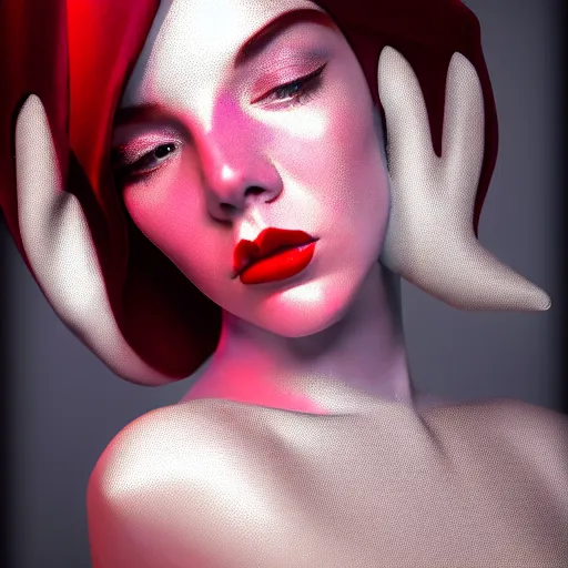 Image similar to red velvet inspired avant-garde art, deco fashion, highly detailed, photorealistic portrait, bright studio setting, studio lighting, crisp quality and light reflections, unreal engine 5 quality render