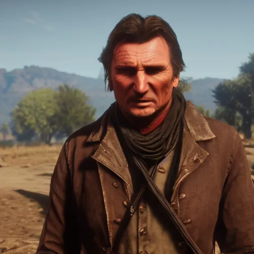 Image similar to Liam Neeson in Red Dead Redemption 2, 4k HDR