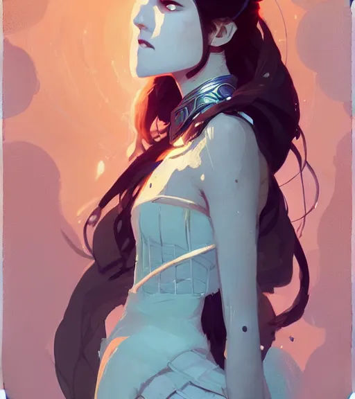 Image similar to portrait of a female sword immortal queen in amazing dress 汉 服 by atey ghailan, by greg rutkowski, by greg tocchini, by james gilleard, by joe fenton, by kaethe butcher, dynamic lighting, gradient light blue, brown, blonde cream and white color scheme, grunge aesthetic