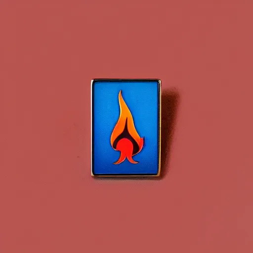 Image similar to a photo of a retro 1 9 8 0 s minimalistic clean fire flames warning enamel pin, studio lighting, behance