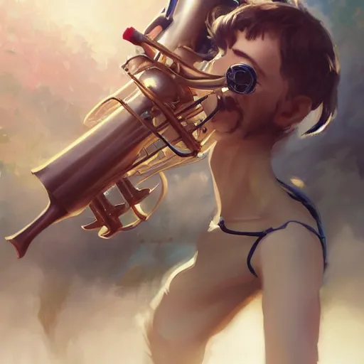 Image similar to an inllustration of a blowing horn by stanley artgerm lau, wlop, rossdraws, james jean, andrei riabovitchev, marc simonetti, and sakimichan, trending on artstation