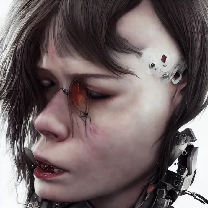 Image similar to hyper - realistic bjork leather cyborg - by tom bagshaw, by ilya kuvshinov, rtx rendering, octane render 1 2 8 k, maya, extreme high intricate details by wlop, digital anime art by ross tran, medium shot, close up shot, composition by sana takeda, dramatic lighting by greg rutkowski, 8 k, trending on artstation