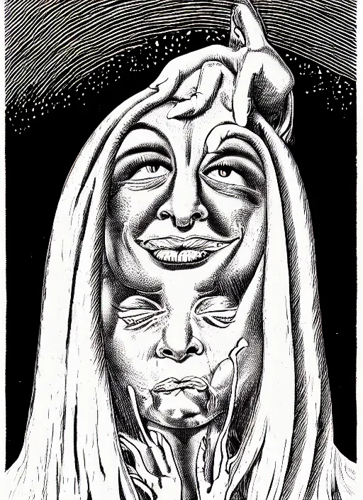 Image similar to portrait of a beautiful woman by basil wolverton and robert crumb