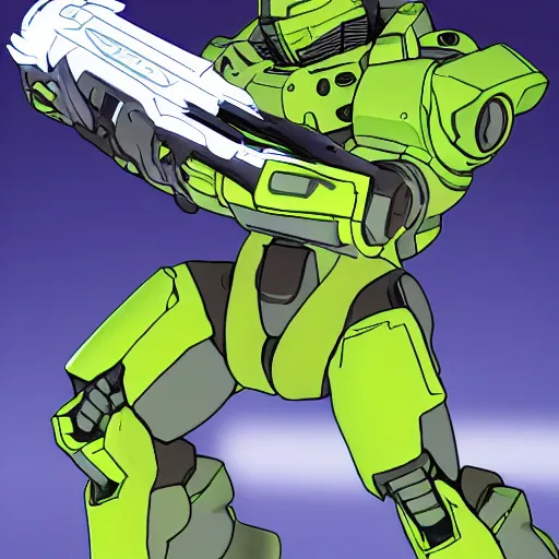 Prompt: Master Chief, animated like a character from Guilty Gear by Arc System Works