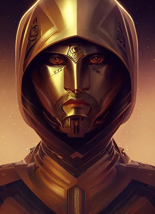 Prompt: Symmetry!! portrait of a arabian man, warrior in sci-fi armour, tech wear, glowing lights!! sci-fi, intricate, elegant, highly detailed, digital painting, artstation, concept art, smooth, sharp focus, illustration, art by artgerm and greg rutkowski and alphonse mucha