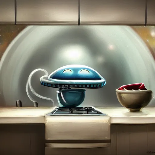 Prompt: an alien kitchen, digital Painting, ultradetailed, artstation, oil Painting, ultradetailed, artstation