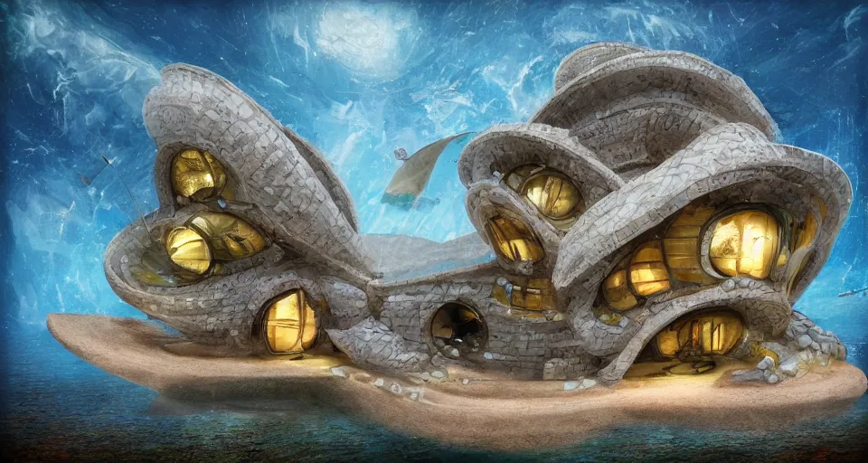 Image similar to seashell house, sci - fi