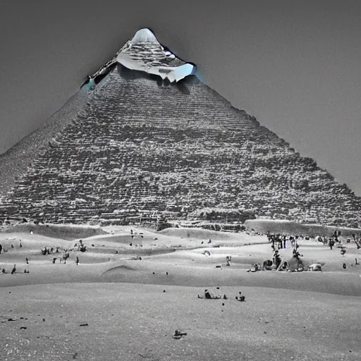 Image similar to photo of giant dragon flying around pyramids in Giza, 50mm, beautiful photo