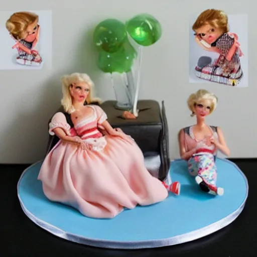 Image similar to lol surprise dolls plastic photo realistic farting on cakes and laughing