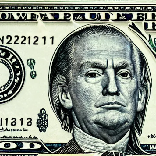 Image similar to donald trump, as a pharaoh on the new dollar bill