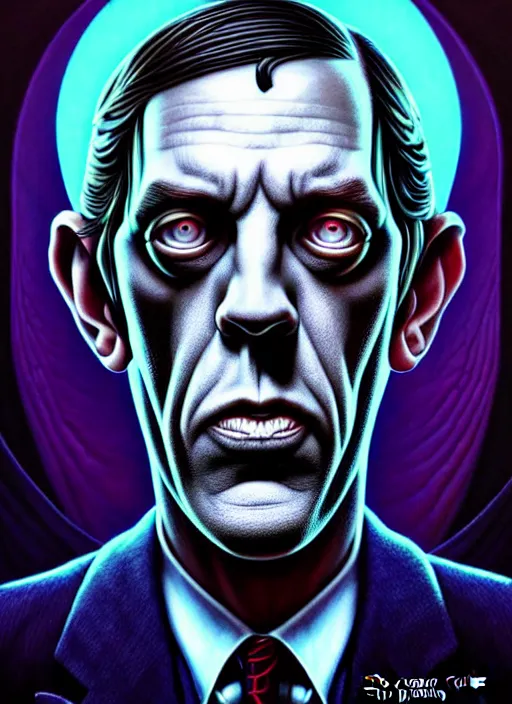 Image similar to lovecraft lovecraftian portrait of hugh laurie, pixar style, by tristan eaton stanley artgerm and tom bagshaw.