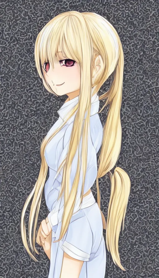 Image similar to illustration of blonde twintail hair anime girl