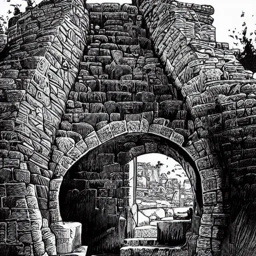 Prompt: precisely drawn illustration of an old stone well, wide angle, sharp, fine details, French comic style, vibrant realistic colors, full color, heroic fantasy, intense line art, 8k, precise linework, realistic, in the style of Heavy Metal Comics and Richard Corben and Moebius