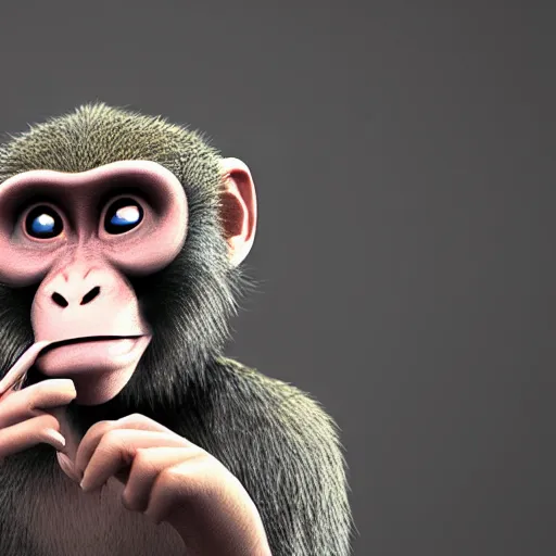 Prompt: monkey holding a pack of marlboros, dramatic 3d render, artstation