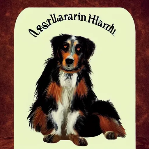 Image similar to australian shepard in the style of neil gaiman