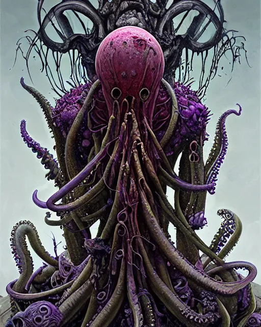 Prompt: the platonic ideal of flowers, rotting, insects and praying of cletus kasady carnage thanos davinci dementor hades chtulu mandelbulb schpongle octopus bioshock xenomorph akira, ego death, decay, dmt, psilocybin, concept art by randy vargas and zdzisław beksinski