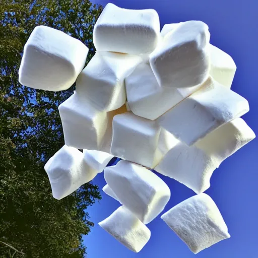 Image similar to blue sky full of marshmallows,