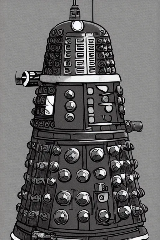 Prompt: Dalek. masterpiece 4k digital illustration by Scott M. Fischer, award winning, Artstation, Akira aesthetic, black background, intricate details, realistic, Hyperdetailed, 8k resolution