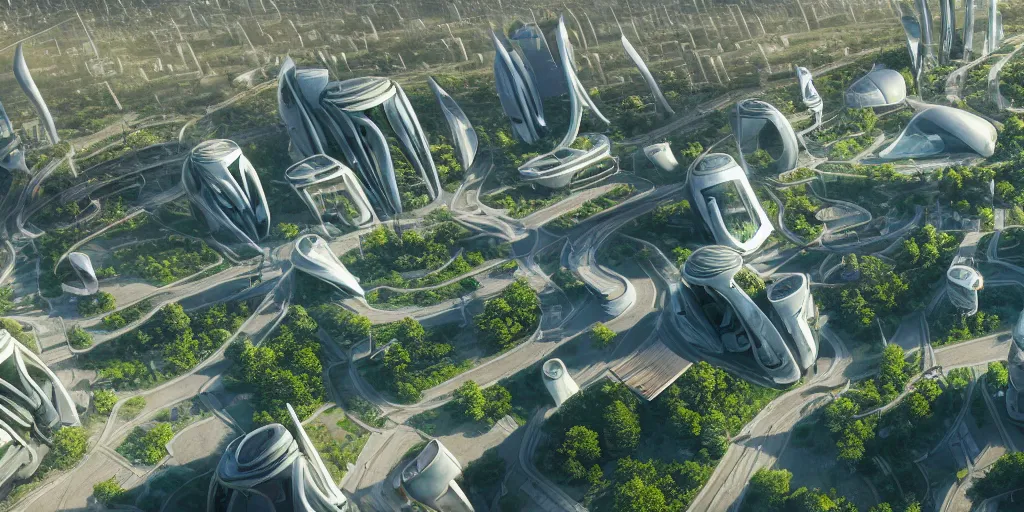 Image similar to a low angle view of a solarpunk city, meadows and rivers, futuristic architecture, hyperrealism, octopath traveler, octane render, misty, highly rendered, global illumination, radiant light, cinematic, by vincent callebaut and zaha hadid and zack snyder, 8 k