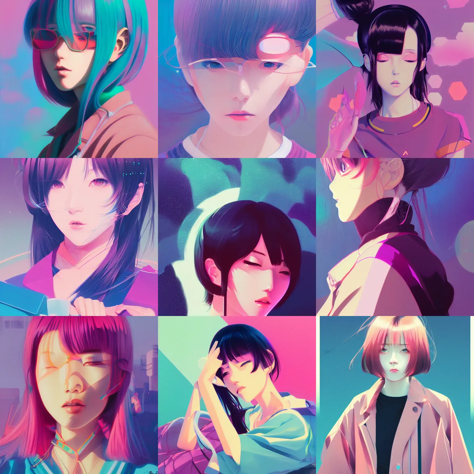 Prompt: retro 9 0 s japanese, lofi girl aesthetic, pastel, vaporwave colors, anime, futuristic, hyperrealistic painting, by stanley twardowicz ilya kuvshinov rossdraws