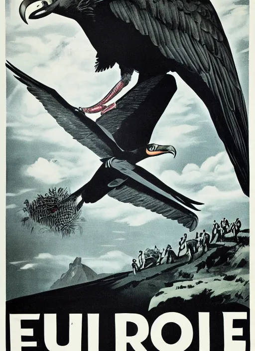 Image similar to vulture eye in 1940s propaganda poster, full hd,highly detailed