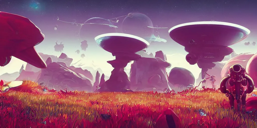 Image similar to no mans sky concept art of alien race, cute, adorable