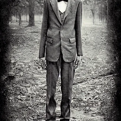 Prompt: slenderman, realistic, old photograph