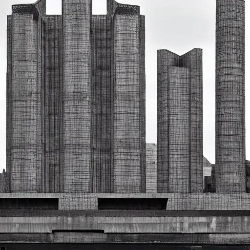 Image similar to a sci - fi beautiful brutalist hypermodern monument, with many rounded brutalist towers sprouting from the base tower creating a complex and unique geometric building, photography