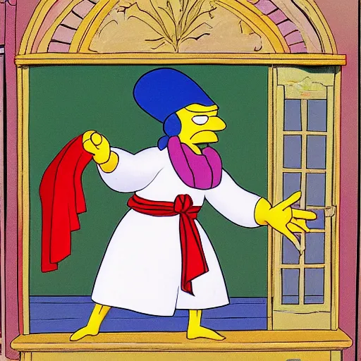 Image similar to pulcinella of naples, from the simpsons episode 1 1