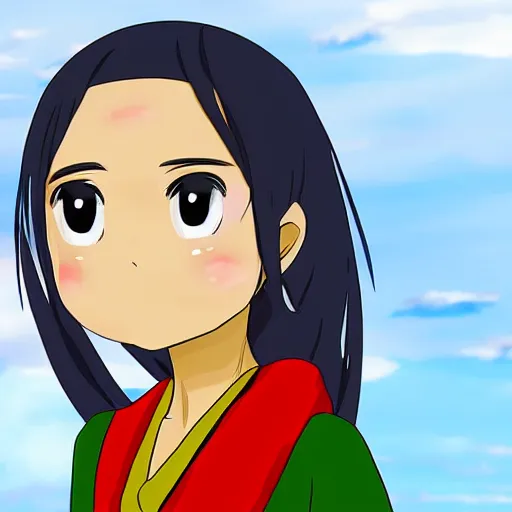 Image similar to a nepali woman, anime style