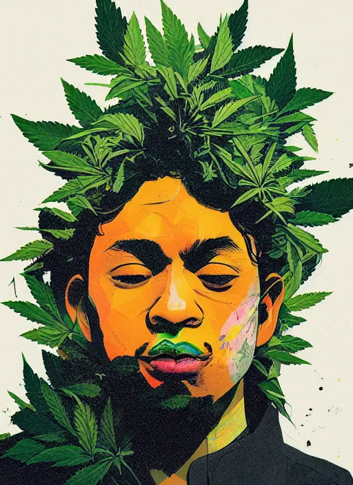 Image similar to profile picture by sachin teng x ofwgkta, marijuana, organic painting, asymmetrical, green, marijuana smoke, matte paint, hard edges, energetic