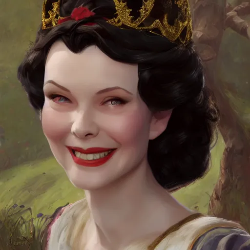 Prompt: vivien leigh smiling as snow white, au naturel, hyper detailed, digital art, trending in artstation, cinematic lighting, studio quality, smooth render, unreal engine 5 rendered, octane rendered, art style by klimt and nixeu and ian sprigger and wlop and krenz cushart