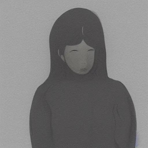 Prompt: cel - shaded foggy portrait of a sad lady 3 8 years old, with finisher