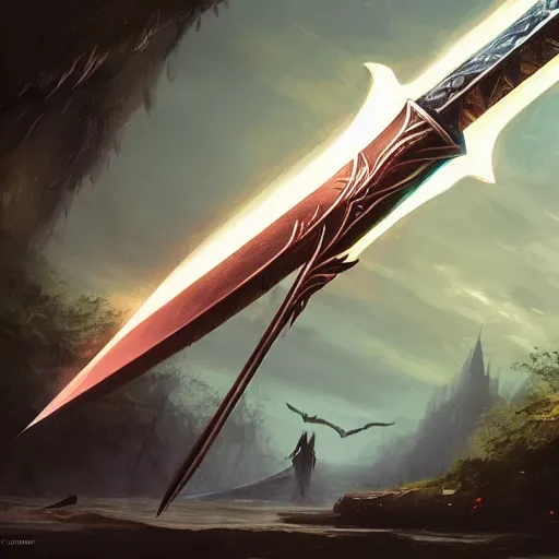 Image similar to fantasy sword designed by Greg rutkowski, concept art, fantasy, 4k
