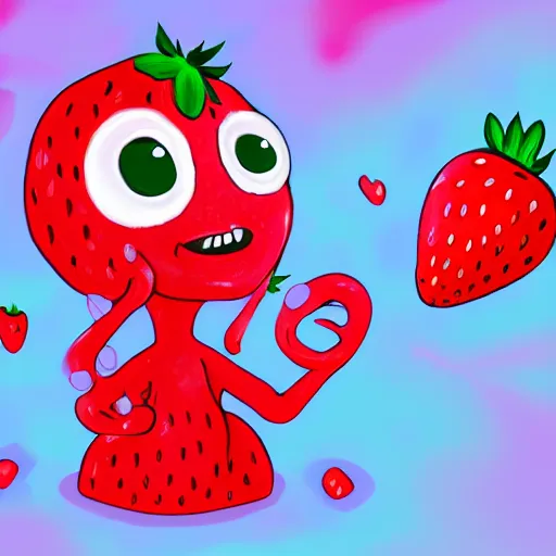 Prompt: adorable strawberry creature trending on pixiv