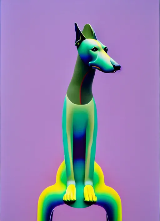 Image similar to greyhound dog statue by shusei nagaoka, kaws, david rudnick, airbrush on canvas, pastell colours, cell shaded, 8 k