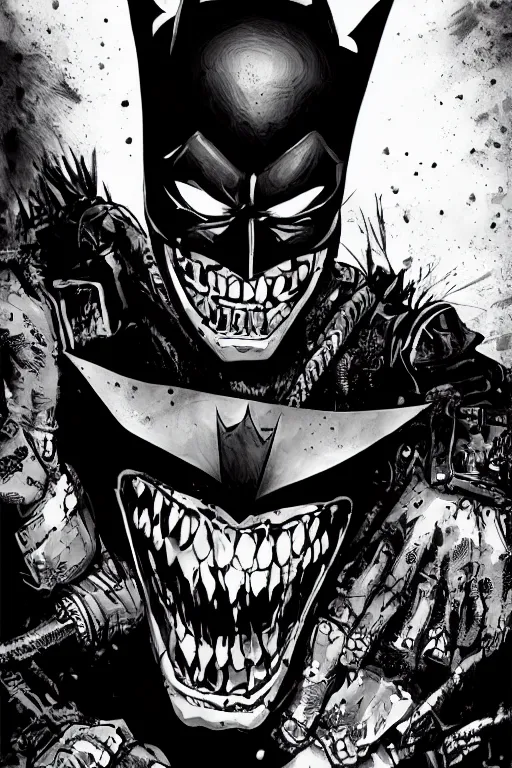 Image similar to the batman who laughs, comic strip style, dynamic lighting, fantasy concept art, trending on art station, stunning visuals, creative, cinematic, portrait, ultra detailed