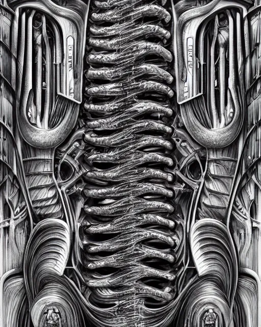Prompt: comb by hr giger, biomechanical, 4 k, hyper detailed